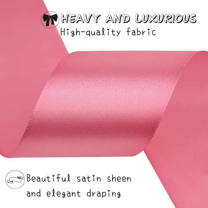 Rose Gold Solid Satin Ribbon 2 Inch 25 Yards Solid Polyester Fabric Ribbon - Image 4
