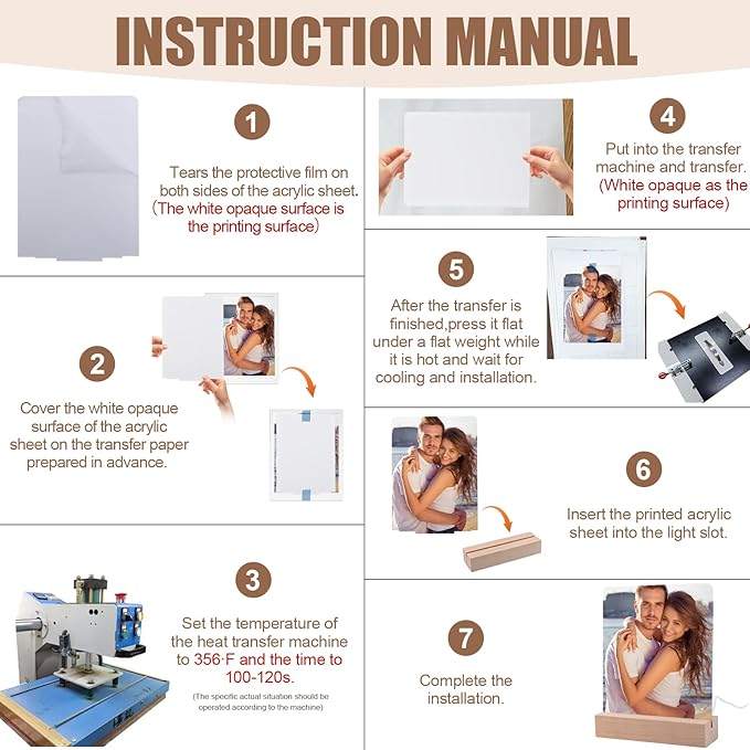 6" x 8"- 6 pcs Acrylic 4 pcs Frame Sublimation LED Acrylic Photo Frames Night - Image 4