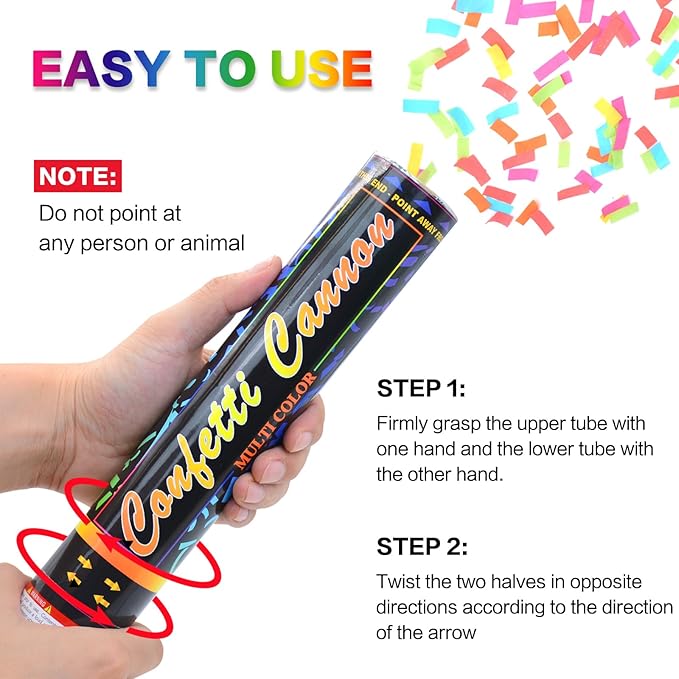 Confetti Cannon Multicolor 12 Pack Biodegradable Confetti Popper Party Confetti - Image 2