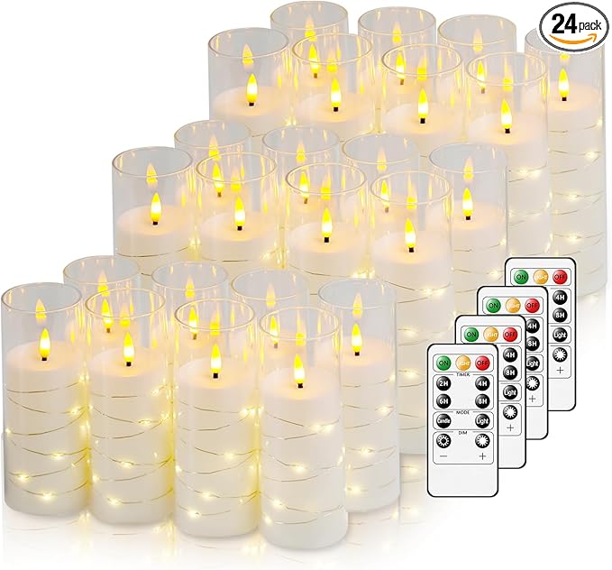 Flickering Flameless LED Candles, Battery Operated Candles 24 Pcs by Nimiko