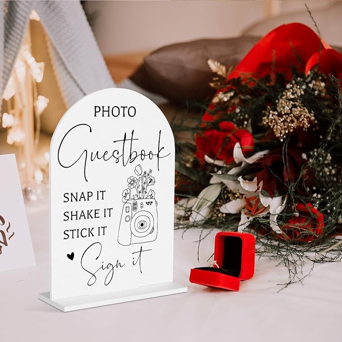 Guest Book Wedding Reception, Wedding Signs White Acrylic Table Sign - Image 6