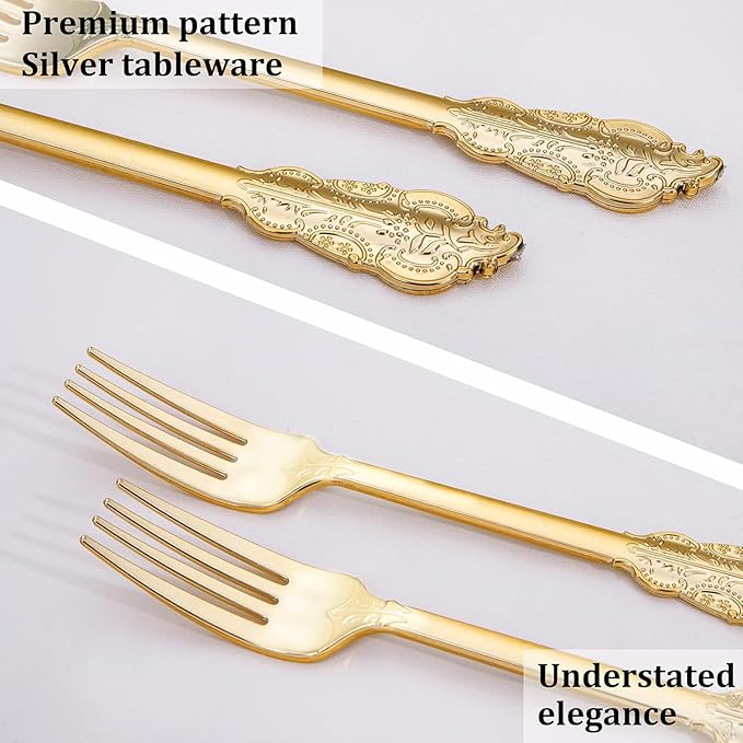 WDF 100 Piece Gold Forks Disposable - Image 4