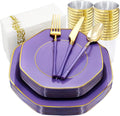 KIRE 140Pcs Purple Plastic Plates by KIRE