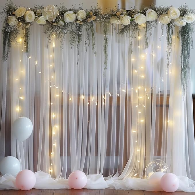 20ft X 10ft White Tulle Backdrop Curtain - Image 7