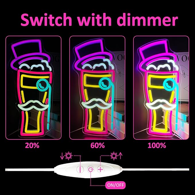 BEER Neon Sign for Wall Decor, Gentleman Neon Bar Signs for Home Bar Pub Party - Image 4