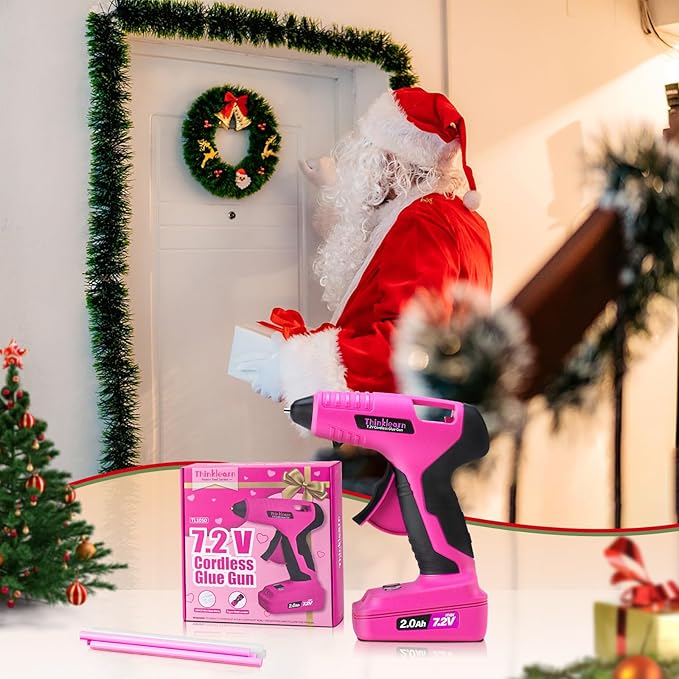 Cordless Hot Glue Gun, 7.2V Pink 15s Fast Preheating Glue Gun Set - Image 8