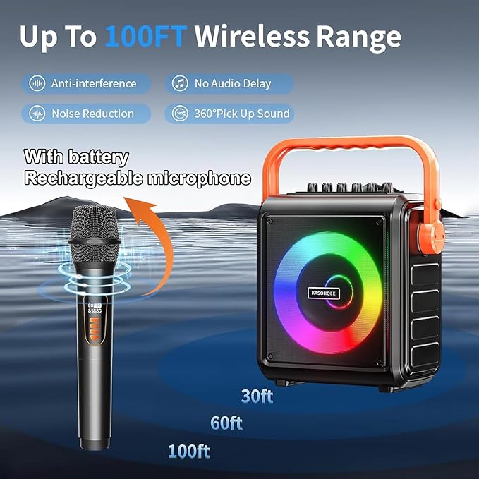 Karaoke Machine, 8000mAh Portable Bluetooth Speaker - Image 5