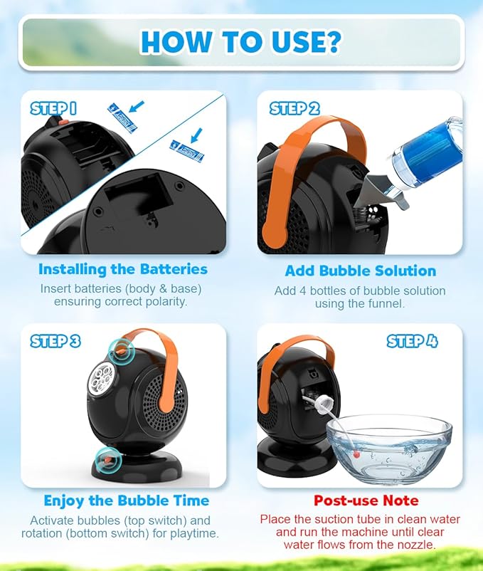 Joyfuture Automatic Bubble Machine, Toddlers - Image 7