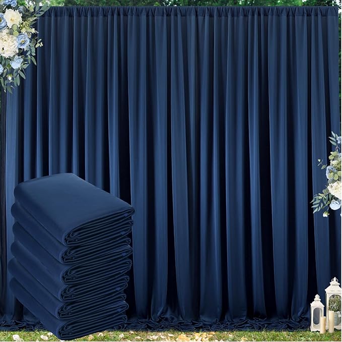 30 ft x 8 ft Navy Blue Backdrop Curtain Panels, 6 Panels 5 ft x 8 ft Wrinkle by Outpain