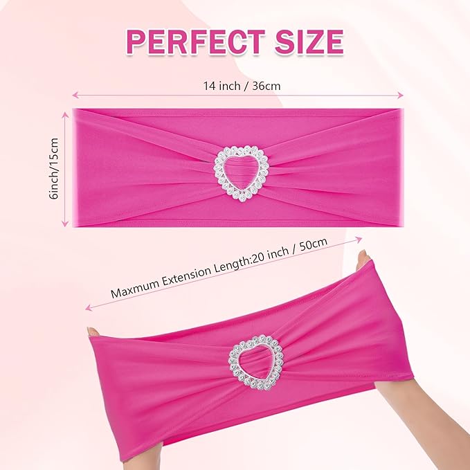 Howhic Pack of 120 Spandex Chair Sashes Bows Stretch Chair Cover Band - Image 2