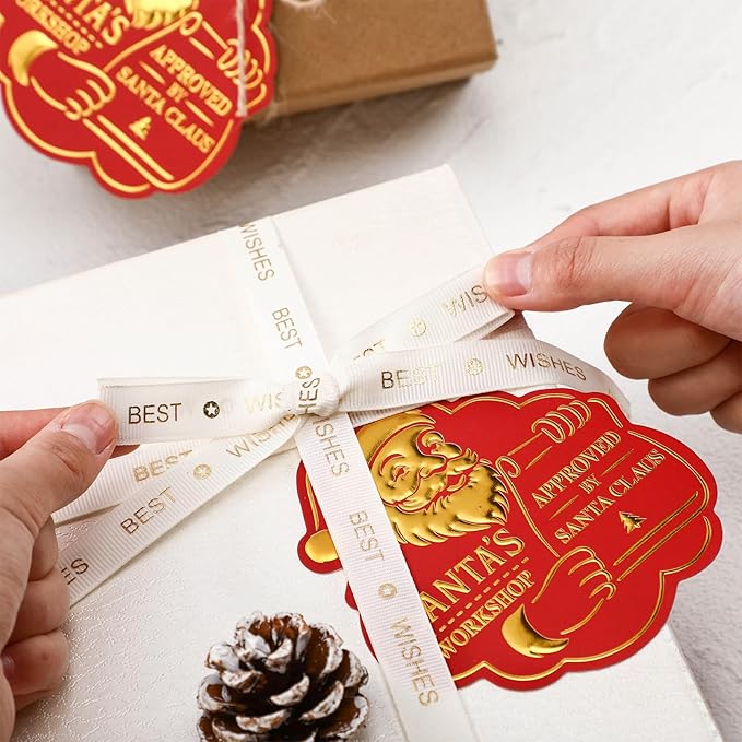 36 Pcs Christmas Gift Tag with String 3D Santa Gift Tag Gold Foil Present from - Image 5