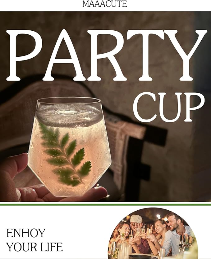 40 Pcak Plastic Stemless Wine cocktail Whiskey Champagne Glasses, 12 Oz - Image 2