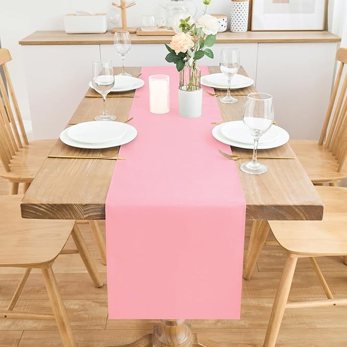 2 Pack Pink Table Runner 12 x 60 Inch Solid Color Farmhouse Runners Coffee - Image 3