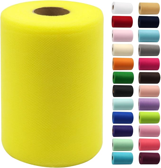 Yellow Tulle Fabric Rolls 6 Inch by 100 Yards Fabric Spool Tulle Ribbon by IONTACH