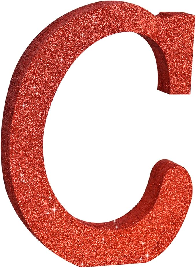 TONIFUL 8 Inch Red Glitter Letter C Table Centerpiece A-Z Red Birthday Party by TONIFUL