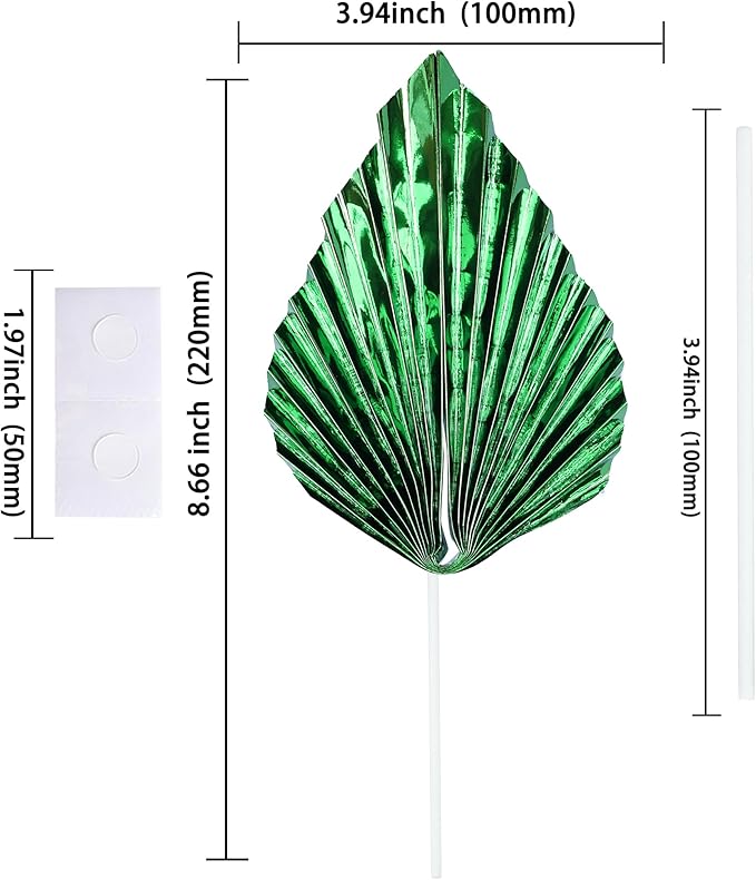 Ephlyn 6Pcs Paper Palm Leaves Fan Cake Toppers Palm Leaf Fan Cake Picks Craft - Image 2