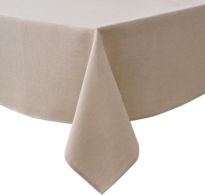 NLMUVW Linen Tablecloth Rectangle, Rustic Textured Table Cloth Water Resistant by NLMUVW