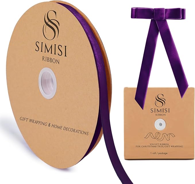 Purple Velvet Ribbon 3/8'' 25 Yards by SIMISIRIBBON