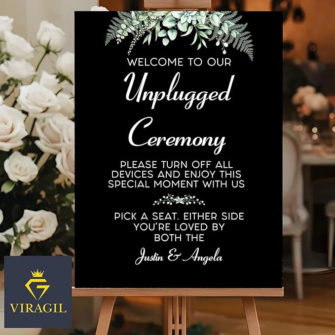 Personalized Unplugged Ceremony Sign – Elegant Wedding Yard Sign - Image 4