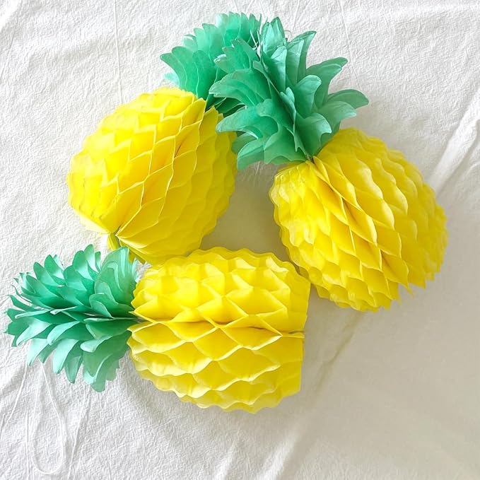 8inch Paper Pineapple Honeycomb Decorations 8pcs Tissue Party Pineapple - Image 3