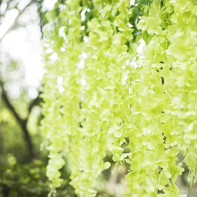 5 Pack Green Wisteria Hanging Flowers Garland, 3.77 Feet Artificial Flower Vines - Image 4
