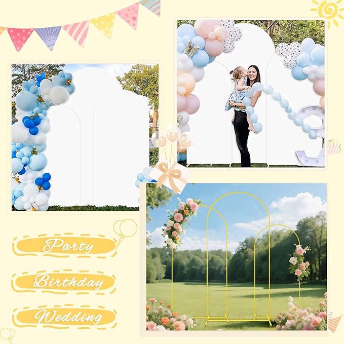 Metal Arch Backdrop Stand and White Wedding Arch Cover Set 7.2FT 6.6FT 6FT - Image 5