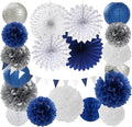 Navy-Blue White Silver Party-Decorations by Burgleda