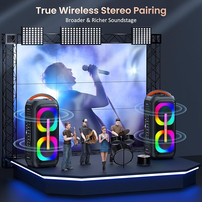 Karaoke Machine with 2 Wireless Microphones, 【Dual 60W 6.5"Subwoofer & 400W - Image 3
