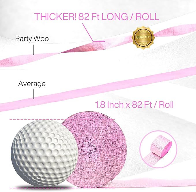PartyWoo Crepe Paper Streamers 4 Rolls 328ft, Pack of Crepe Paper Perl Pink - Image 3