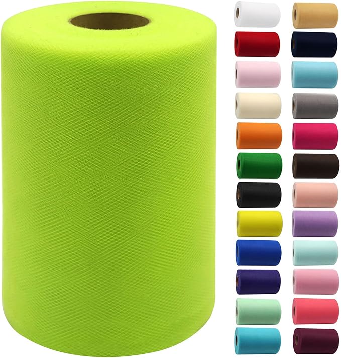 Lime Green Tulle Fabric Rolls 6 Inch by 100 Yards Fabric Spool Tulle Ribbon by IONTACH