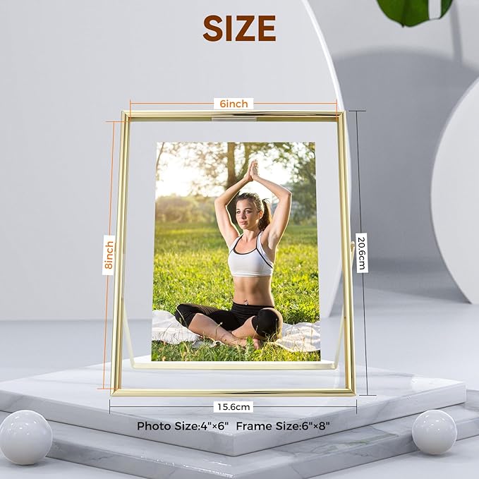 Gold Floating Frame, For Picture 5x7, Tabletop Shelf Photo Frame, Classy Gift - Image 2