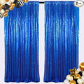 ShiDianYi Sequin Backdrop Royal Blue 2 Panels 4FTx10FT Curtains by ShiDianYi