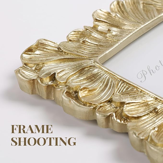 Cuspin Gold 5x7 Picture Frame, Vintage Gold Palm Leaves Textured Hand-Crafted - Image 6
