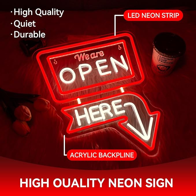 Ineonlife We Are Open Here Neon Sign Dimmable Neon Signs - Image 6