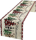 Christmas Tree Table Runner, Farmhouse Xmas Trees Buffalo Plaid Winter by Kurtect