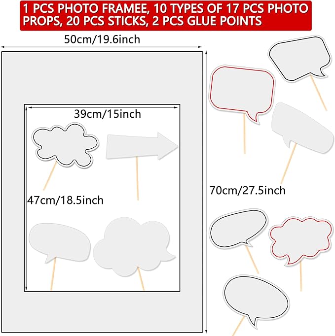 18pcs Blank Photo Booth Props Black Chalkboard Photo Booth Props Frame - Image 3
