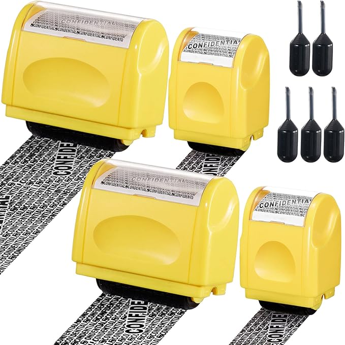 Mimorou 4 Pack Identity Theft Protection Roller Stamps Kit Confidential Privacy by Mimorou