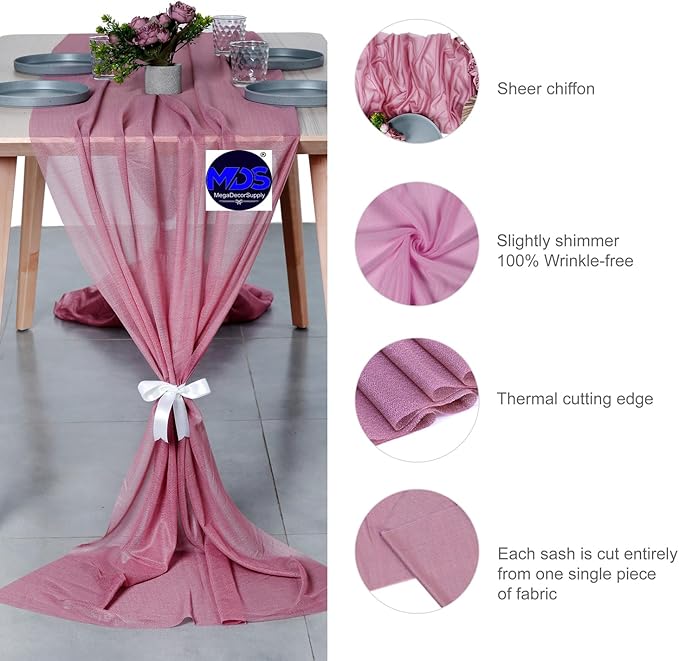 MDS 25 Pack 10ft Chiffon Table Runner 29 x 120 Inches Sheer Wedding Runner - Image 6