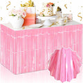 3 Pack 29 x108 Inch Macaron Pink Foil Fringe Table Skirts Metallic Banner by LANTIANCHEN