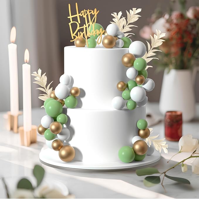 MIAHART Ball Cake Toppers Boho Grass Cake Topper Ball Cake Insert Decoration - Image 3
