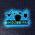 Custom Metal Bar Sign with LED Light Personalized Bar Theme Cocktail Metal Sign by soulglass