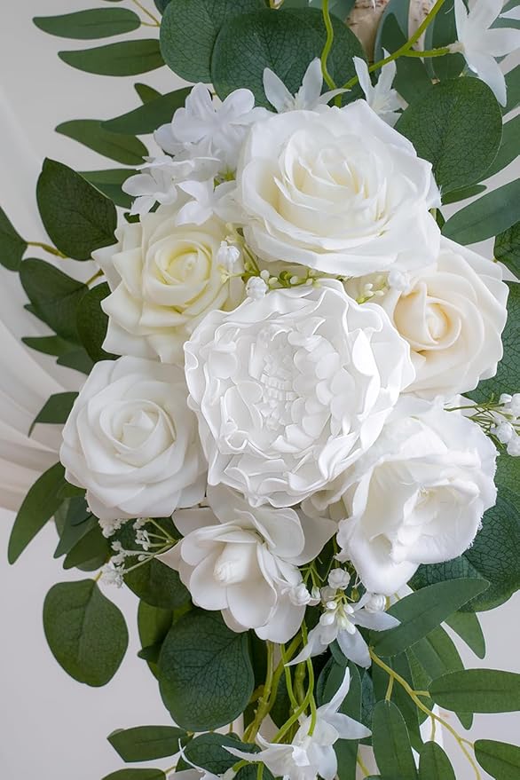 White Artificial Wedding Arch Flowers Kit - Image 5