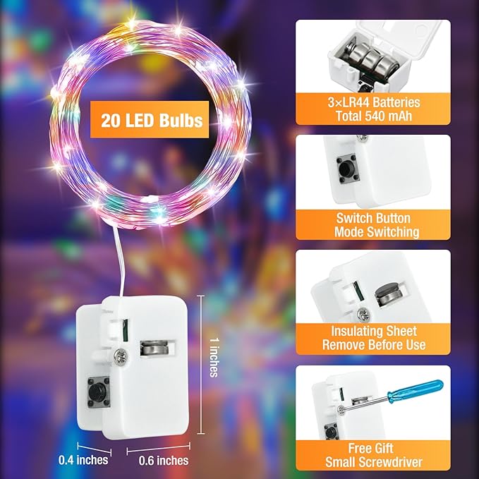 6 Pack Fairy Lights Battery Operated - 7ft 20 Led Twinkle Lights 3 Modes - Image 7