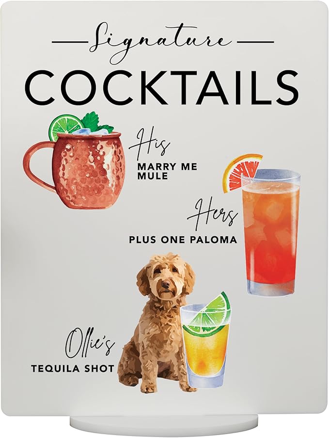 Pet Signature Drink Wedding Signs by Elation+Factory+Co.