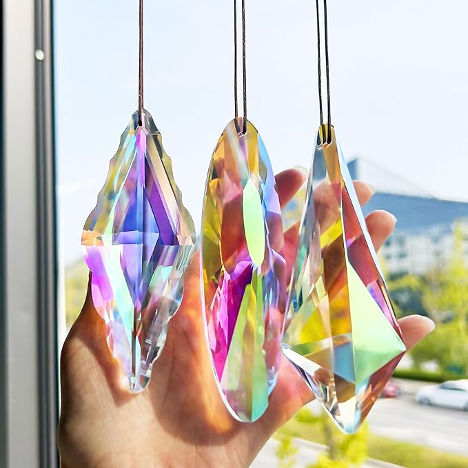 3 Pack 5'' Large Crystal Prisms Suncatchers by YUFENG