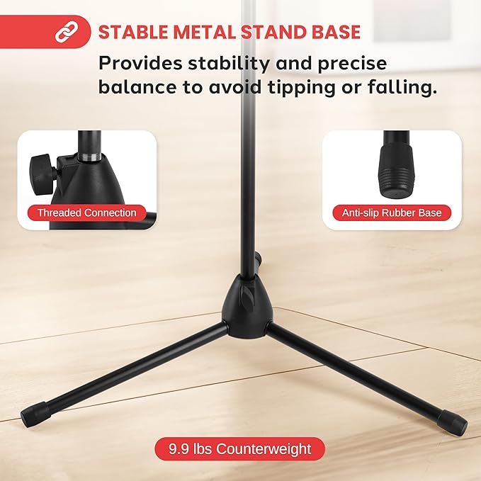 Pyle Tripod Mic Stand, Adjustable Gooseneck Microphone Stand, Sturdy Build - Image 6