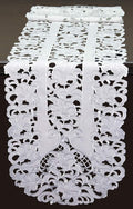 Creative Linens Embroidered Floral Table Runner 15x70 Oval Dresser Scarf White by Creative+Linens