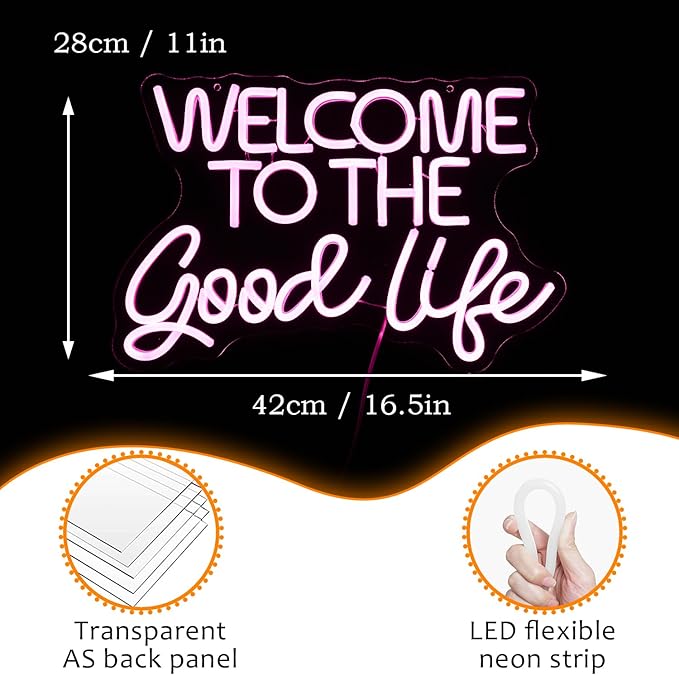 Welcome To The Good Life Neon Sign Letter LED Neon Lights Dimmable USB Powered - Image 4