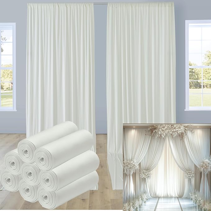 leegleri 40ftx12ft Wrinkle Free Ivory Backdrop Curtain, 8 Panels 12FT Height by LeegleriTableSkirt