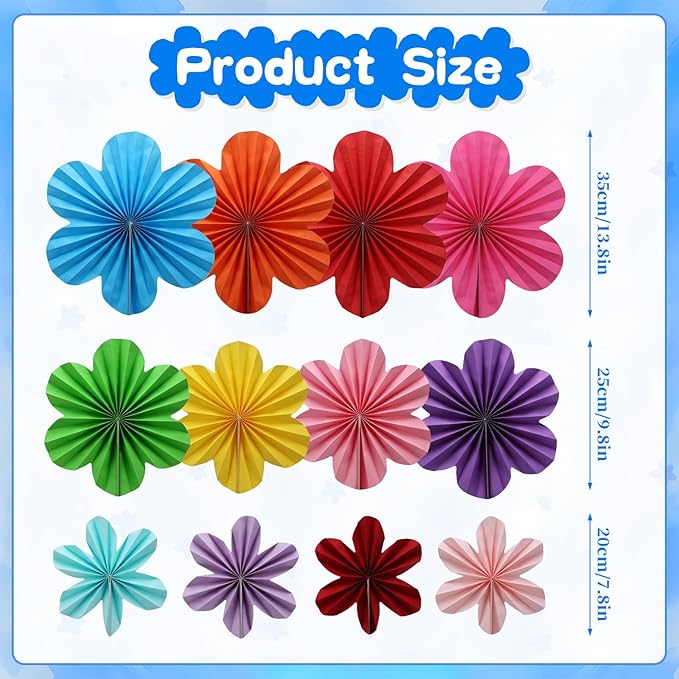 BestoFun 12 PCS Paper Flowers Fans Mexican Party Decorations Paper Flowers - Image 2
